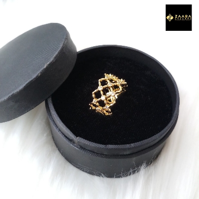 Picture of Diamond Cut AD Stone Golden & Silver Color Finger Ring for Women & Girls With Free box (Imported) - 1 Piece (M-DCFR22024) - Ring