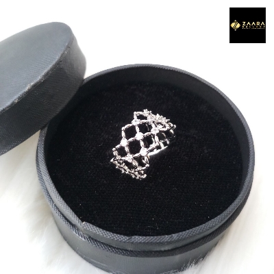Picture of Diamond Cut AD Stone Golden & Silver Color Finger Ring for Women & Girls With Free box (Imported) - 1 Piece (M-DCFR22024) - Ring
