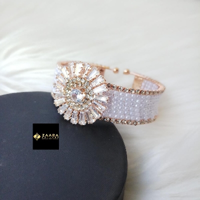 Picture of White & Golden Stone & Beads Silver & Golden Color kids Bracelet For Girls (Imported) - 1 Piece M-KB7902 - Kids Bracelet