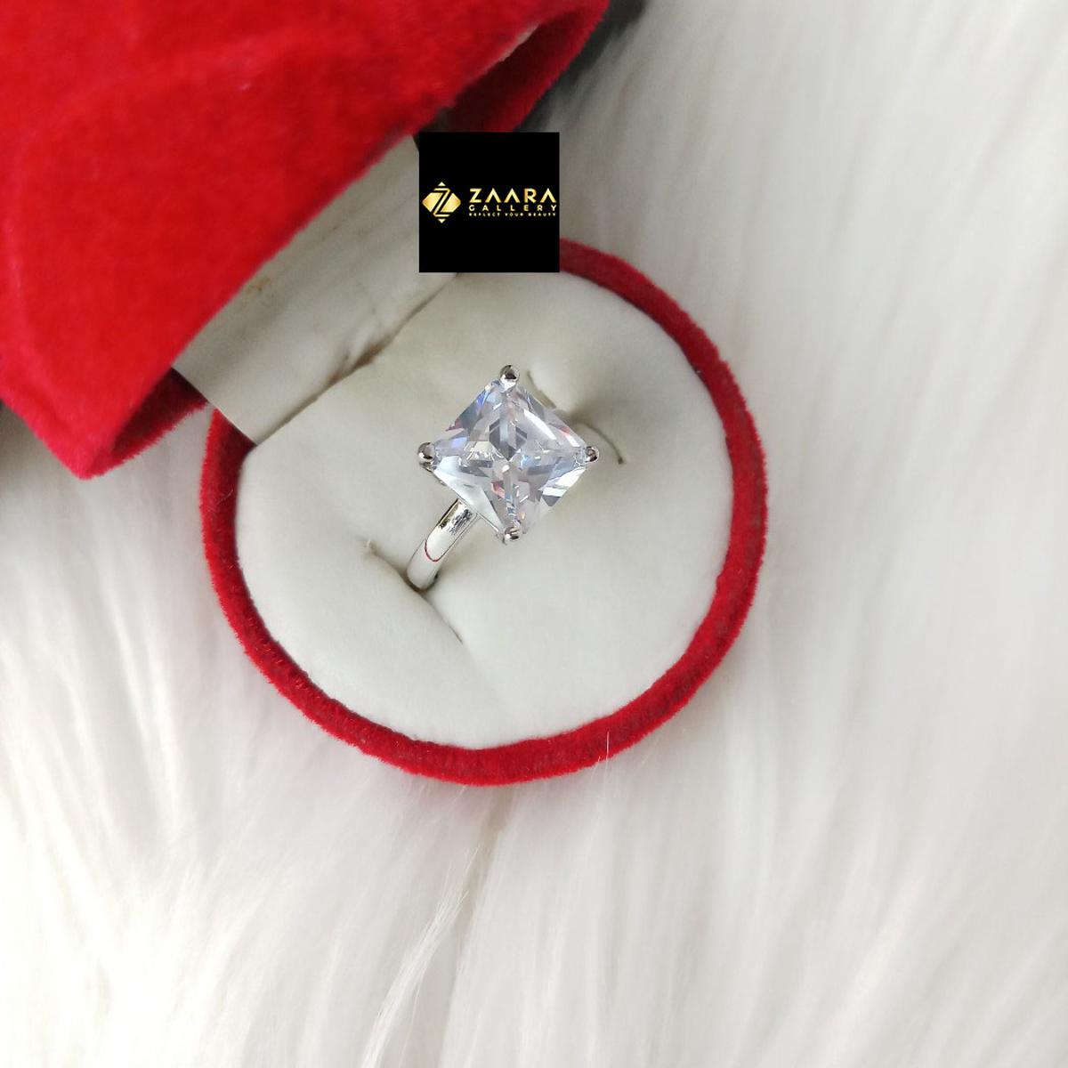Picture of Diamond Cut Ad Stone Golden &  Silver  Color Finger Ring (Imported) For Women & Girls With Free Box - 1 Piece (M-Dcfr22030) - Rings