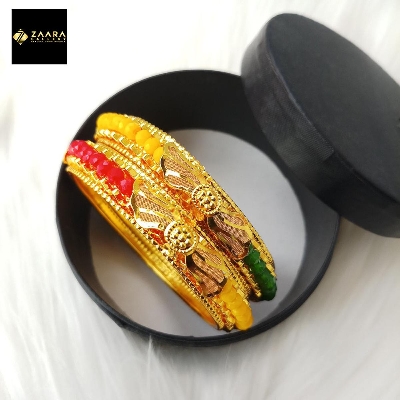 Picture of Multicolor Crystal Beads & Metal Bangles for Women and Girls (Imported) M-CB800ALL - 2 Pieces - Bangles