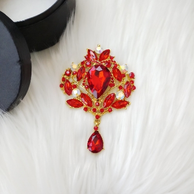 Picture of Brooch /Hijab Pin/ Saree Pin for Women (Large) With Stone (Antique Golden & Silver) (Imported) M-BRCA906 1 Piece - Brooch