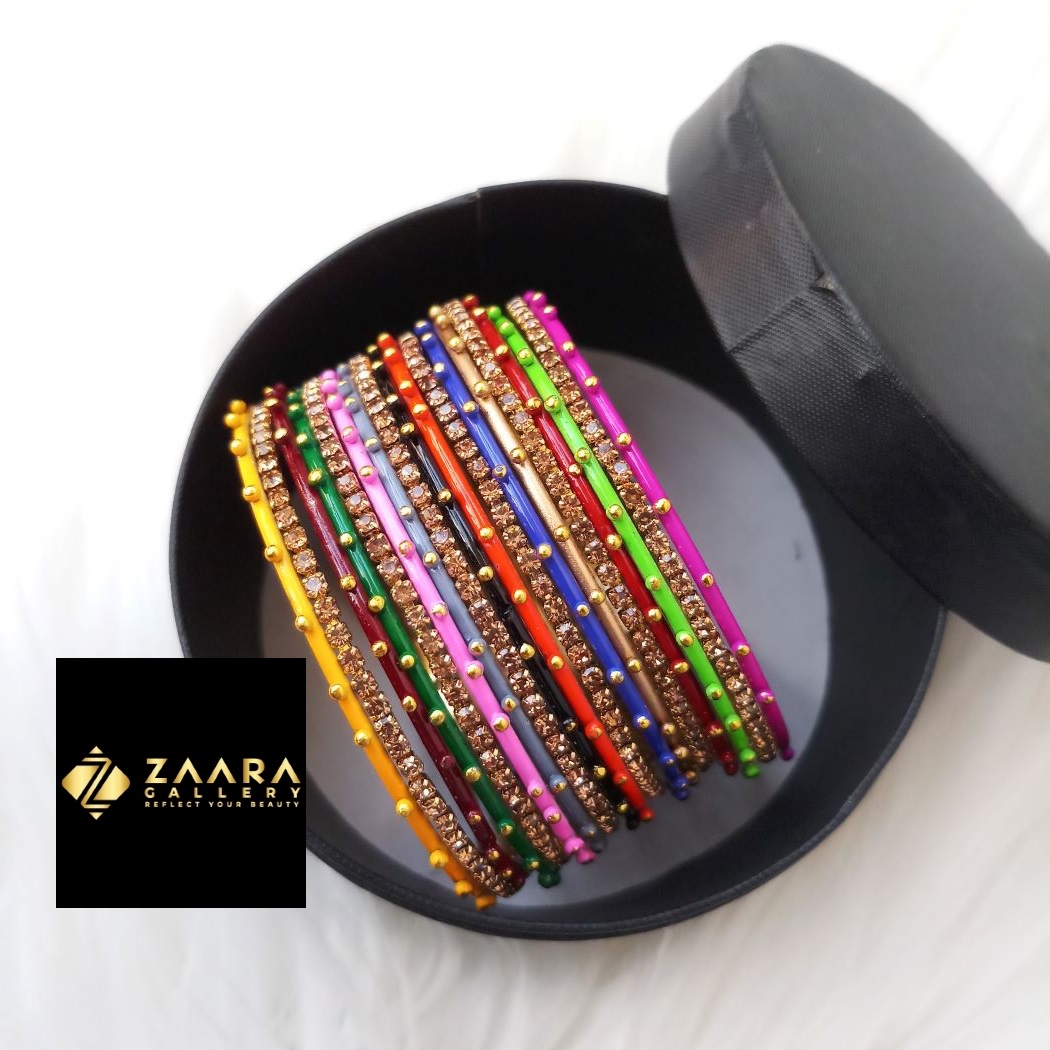 Picture of Stone and Metal Bangles for Women (Multicolor) (Imported) M-SMB90005 - 18 Pieces - Bangles - Bangles for Women - চুড়ি