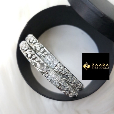 Picture of Diamond Cut AD Stone Golden and Silver Color Bangles for Women (Imported) M-DCB526GS - 2 Pieces- Bangles - Bangles for Women - চুড়ি