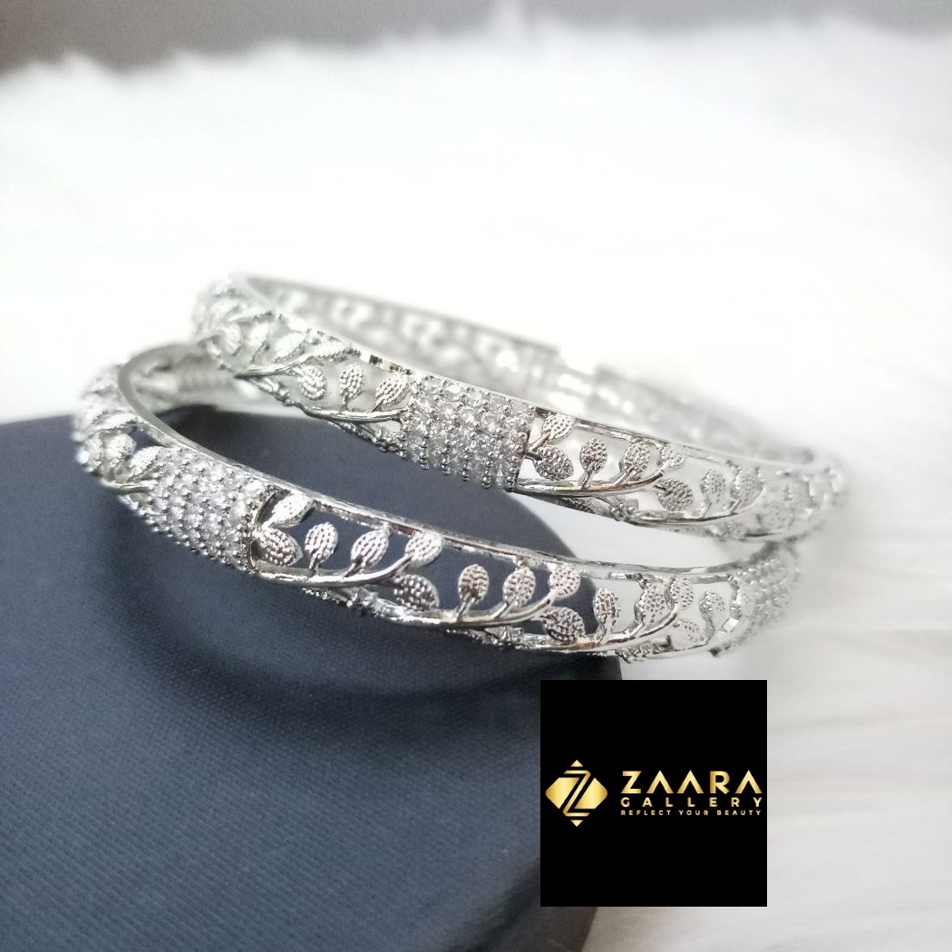 Picture of Diamond Cut AD Stone Golden and Silver Color Bangles for Women (Imported) M-DCB526GS - 2 Pieces- Bangles - Bangles for Women - চুড়ি
