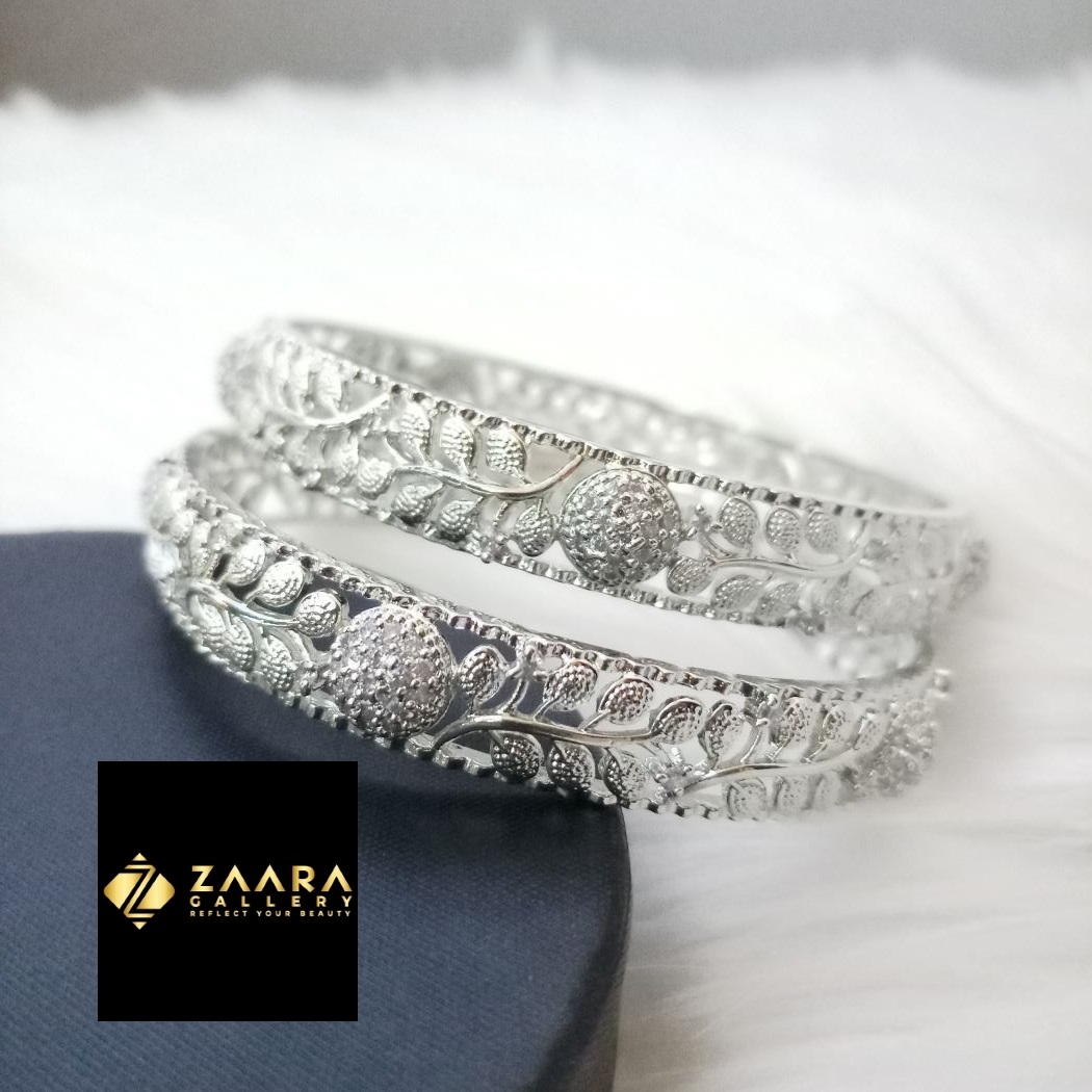 Picture of Diamond Cut AD Stone Golden and Silver Color Bangles for Women (Imported) M-DCB529GS - 2 Pieces- Bangles - Bangles for Women - চুড়ি