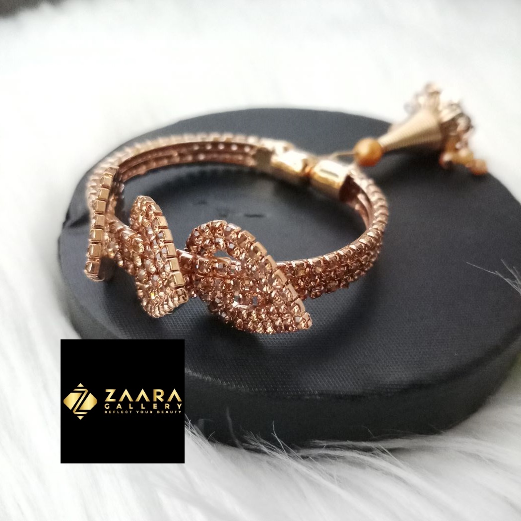 Picture of Stone & White Beads Jhumka Golden Color Kids Bracelet For Girls - 1 Piece (Imported) M-KB7912 - Kid's Bracelet