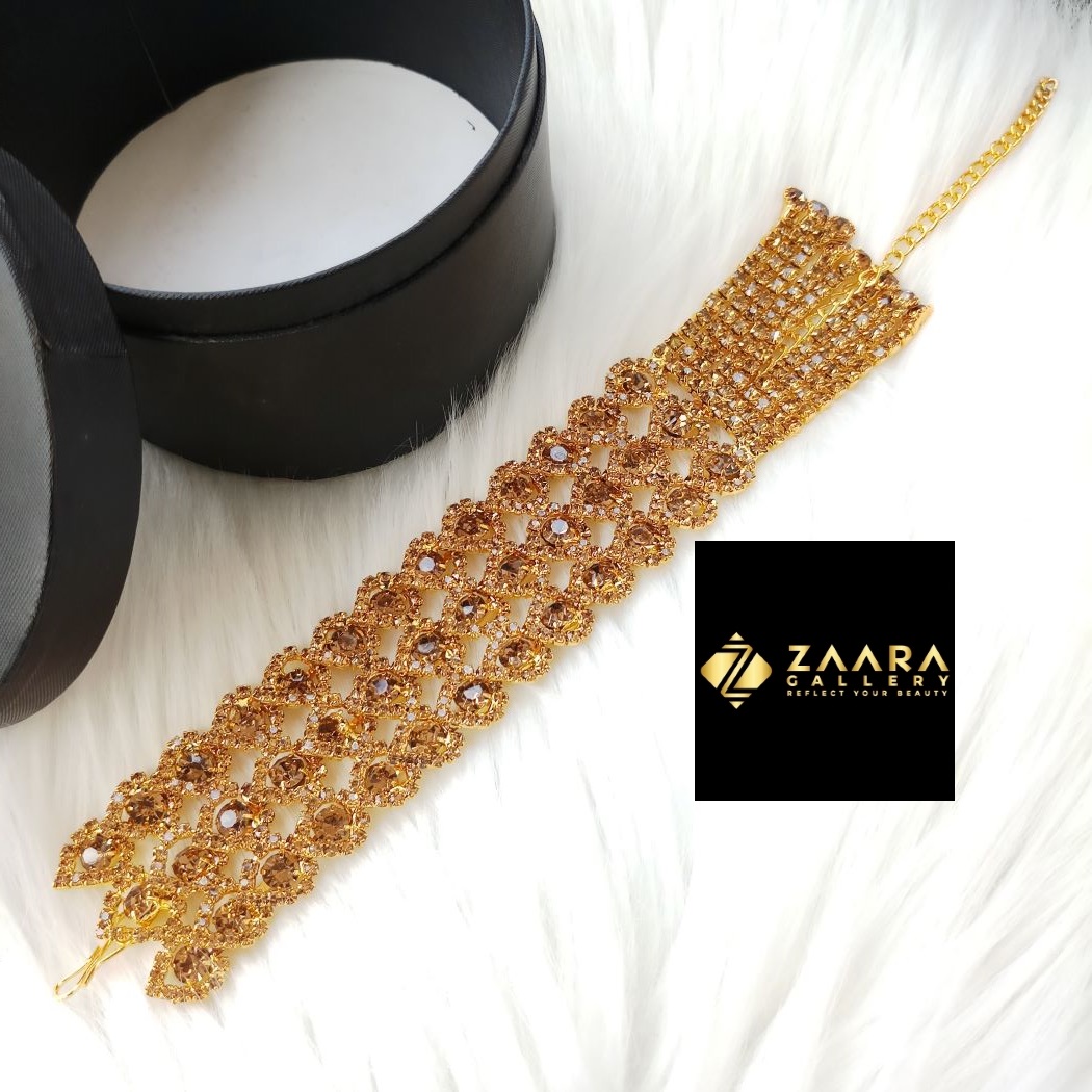Picture of New Exclusive Stylish Golden and White Stone Golden Bracelet For Girls & Women (Imported) M-STB08-1 Piece - Bracelet for Women & Girls