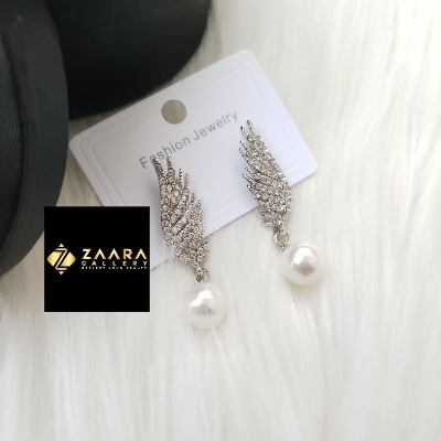 Picture of Korean Fashion Stone Silver & Golden Earrings For Women & Girls - 1 Pair (Imported) M-ST577 - Earring - Earrings for Women