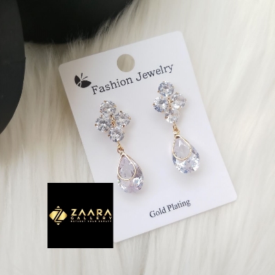 Picture of Korean Fashion Stone Silver & Golden Earrings For Women & Girls - 1 Pair (Imported) M-ST578 - Earring - Earrings for Women