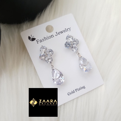 Picture of Korean Fashion Stone Silver Color Earrings For Women & Girls - 1 Pair (Imported) M-ST583 - Earring - Earrings for Women