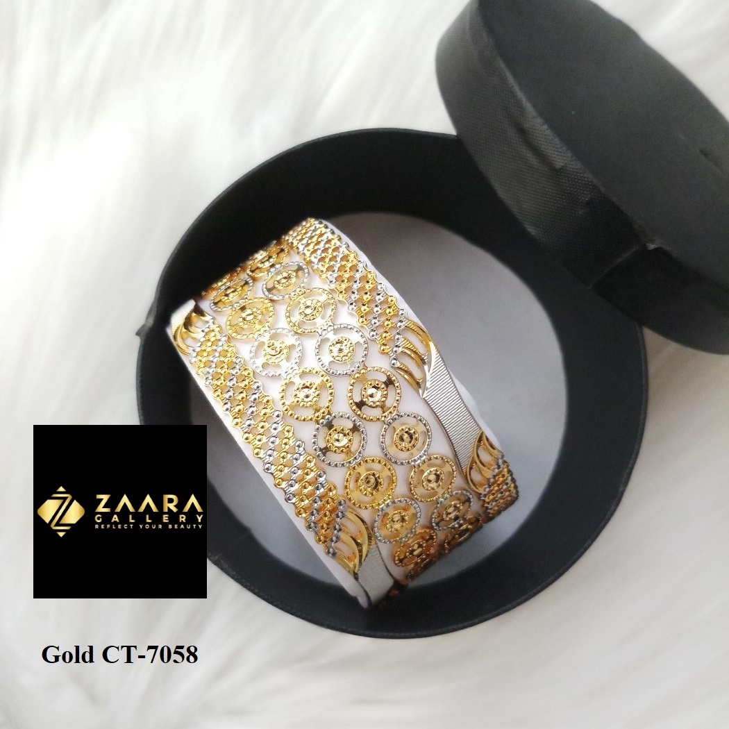 Picture of City Gold Bangles/ Gold Plated & Silver Plated Two-Tone Color Laser Cut Bangles For Women Top Quality Color Grade-1 (Imported) M-CT7058 - 4 Pieces - Bangles