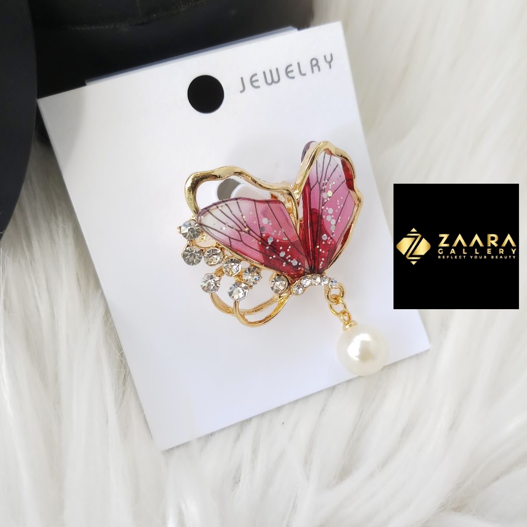 Picture of Metal Stone Butterfly Brooch /Hijab Pin/ Saree Pin for Women (Imported) M-BRC-1184 - 1 Piece - Brooch - Brooch for Women - হিজাব পিন