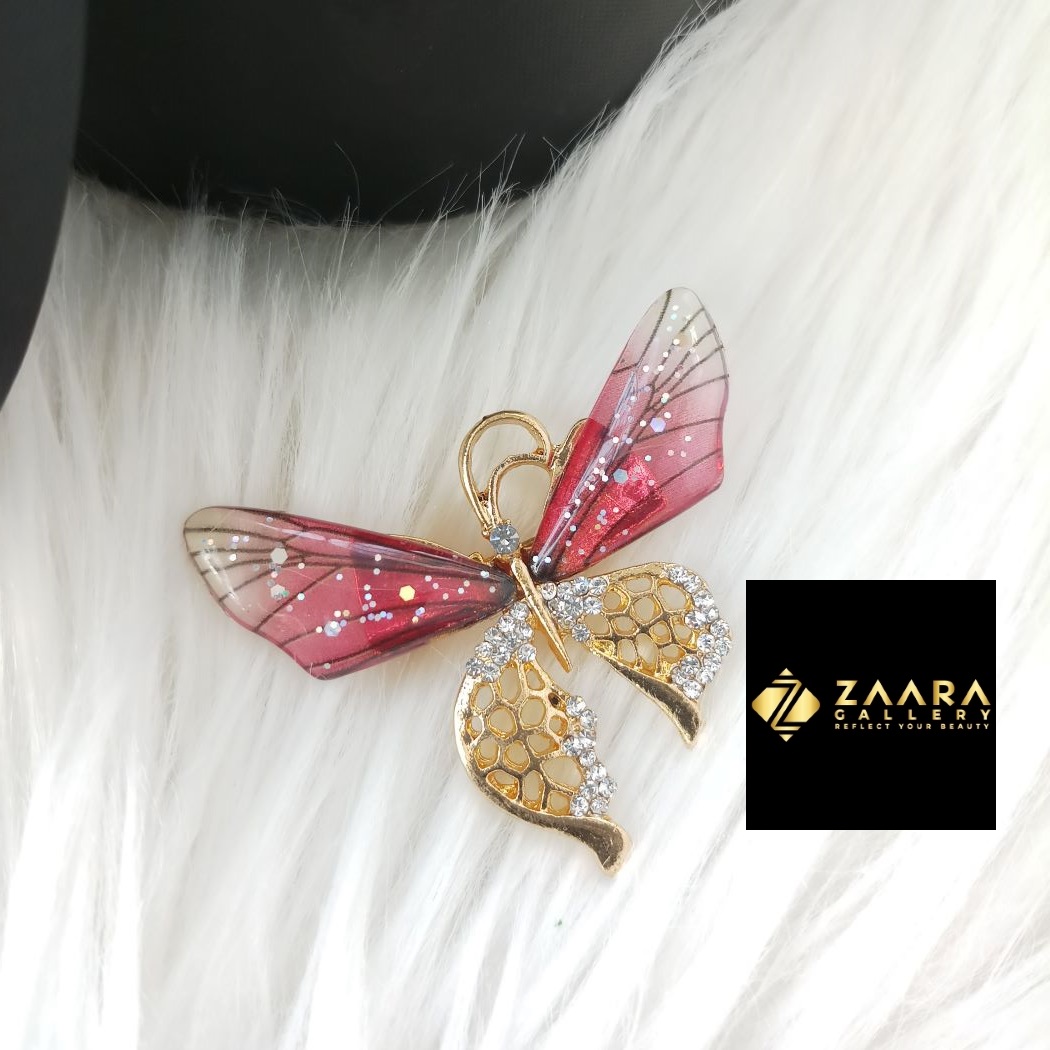 Picture of Metal Stone Butterfly Brooch /Hijab Pin/ Saree Pin for Women (Imported) M-BRC-1184 - 1 Piece - Brooch - Brooch for Women - হিজাব পিন