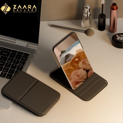 Picture of HD Portable Mirror Simple Rectangular Makeup Mirror Pocket Makeup Mirror Foldable Portable Rounded Corner Makeup Mirror FMM001