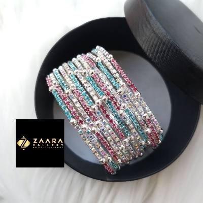 Picture of Gorgeous Antique Stone Metal Bangles for Women (Golden) (Imported) - 12 Pieces - M-JS65554BLACK - Bangles for Women - Bangles - চুড়ি