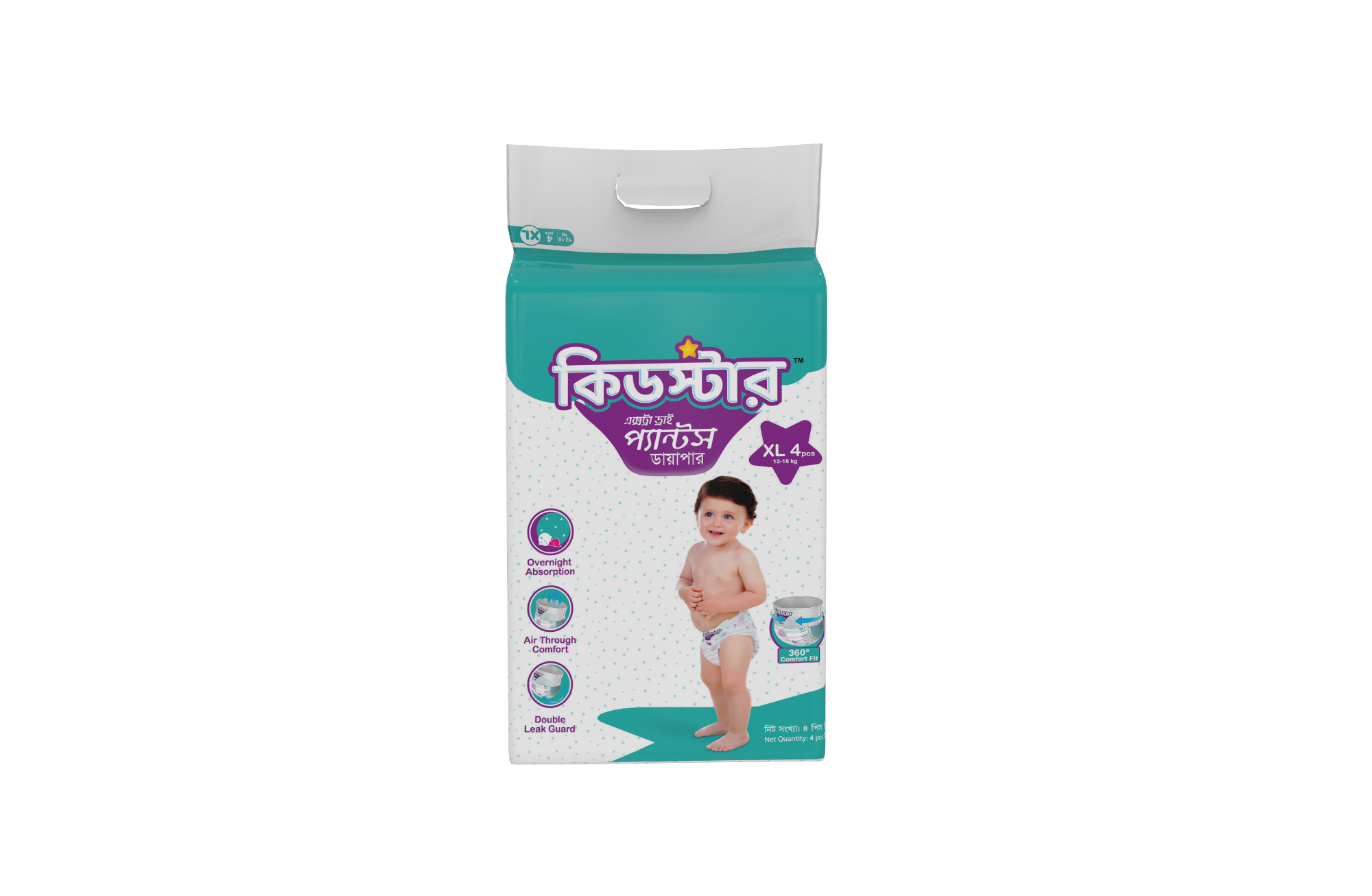 Picture of Kidstar Pant Diaper Extra Large 4 Pcs Pack (12-18 Kg)