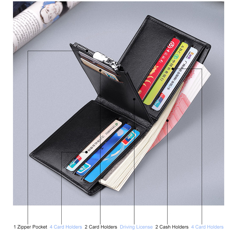 Picture of WilliamPolo Men's Short Cow Leather Multi-card Wallet - Black