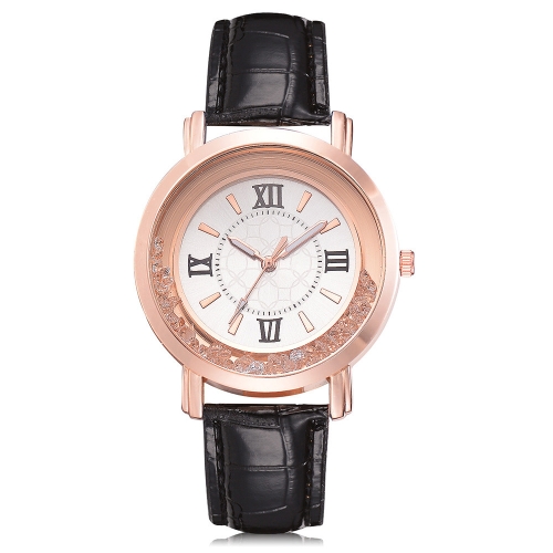 Picture of Retro Leather watch Bracelet Rhinestone Quartz Clock Dress Ladies Watch