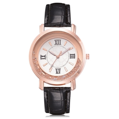 Picture of Retro Leather watch Bracelet Rhinestone Quartz Clock Dress Ladies Watch