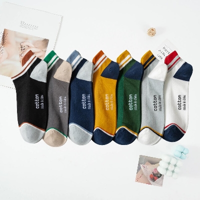Picture of High Quality Men Ankle Socks Breathable Cotton Low Short Casual Stripe Socks - 1Pair