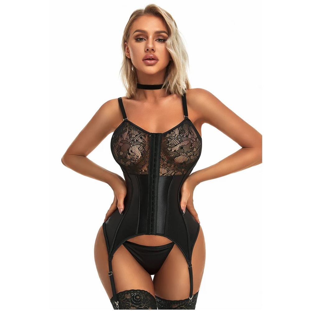 Picture of CINOON Sexy Strappy Bodysuit Women's Push up Corset and Shaper Gather Bra Shapewear Sexy Lingerie For Women