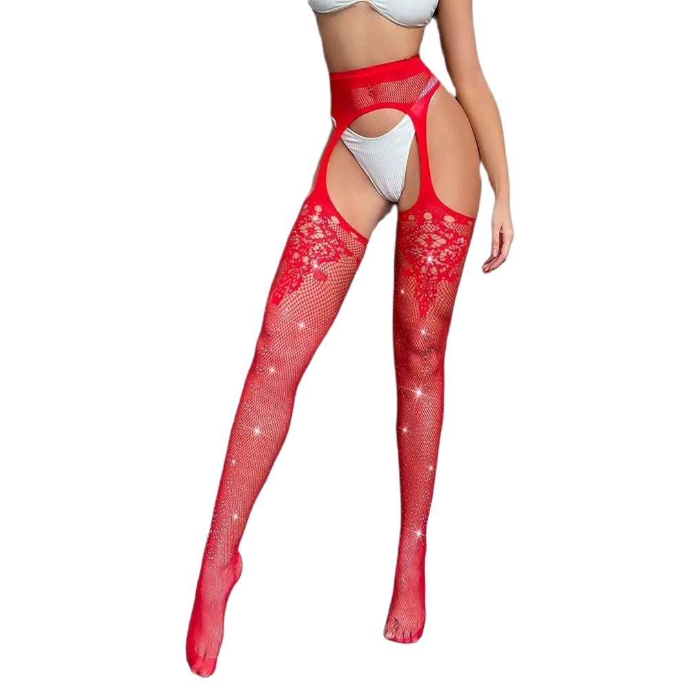 Picture of Sext Red Nylon Fishnet Stocking Hot Nightclub Party Super Erotic Star Dress - Red