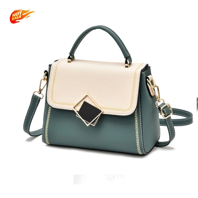 Picture of PU Leather Messenger Hit color Small Shoulder Bag Simple Special Lock Design Female Travel Handbag