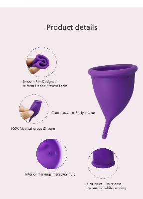 Picture of ANEERCARE Hypoallergenic Certified Reusable Menstrual Cup for Women | Large Size | Small Size | Pad