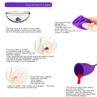 Picture of Aeiou Brand Medical Grade Silicone Case Reusable Transparent Organic Menstrual Cup for Women With Brand Box | Large Size | Small Size | Pad