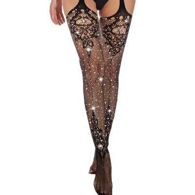 Picture of Lace Women Lingerie Diamond Mesh Printed Sling Slim Fishnet Pantyhose