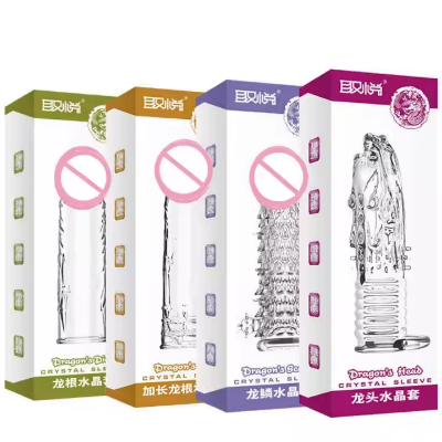 Picture of Dragon Head Extender Sleeve & Scrotum Holder, Premature Impotence Condom With Free Gel