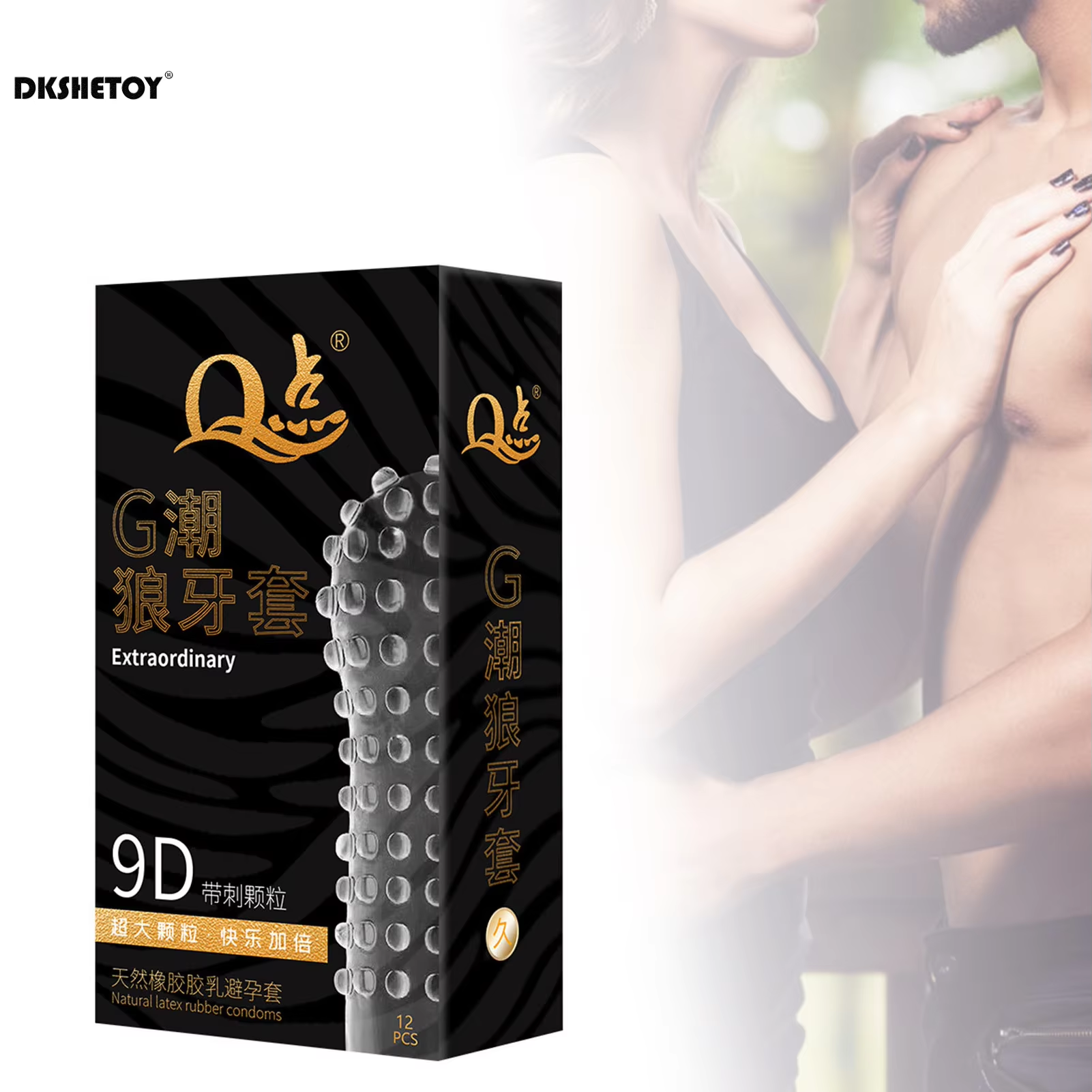 Picture of 9D Big Dots Condoms for men spikes dottet Hyaluronic Acid Super Lubricated Condoms
