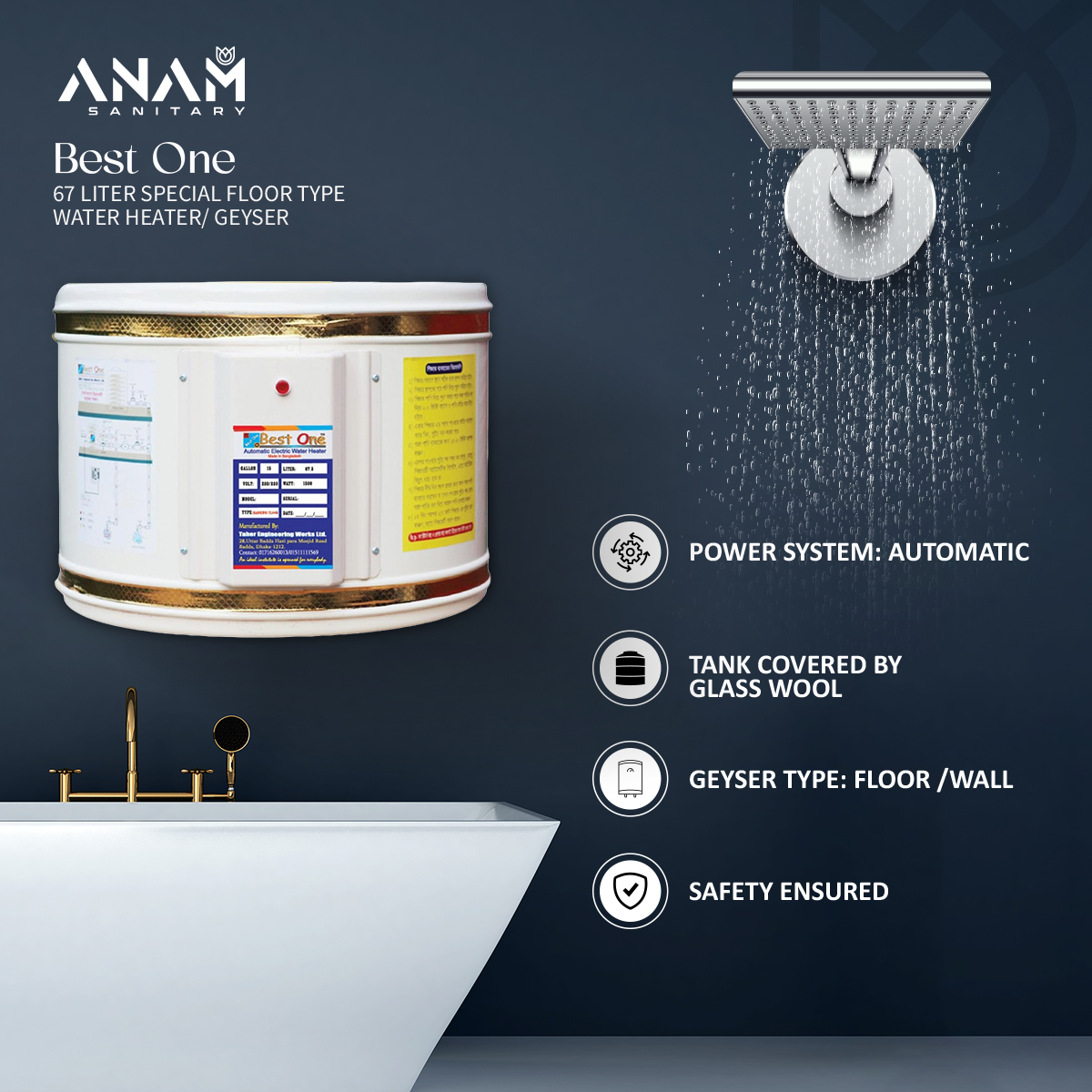 Picture of Best One 67 Liter Special Floor Type Water Heater/ Geyser