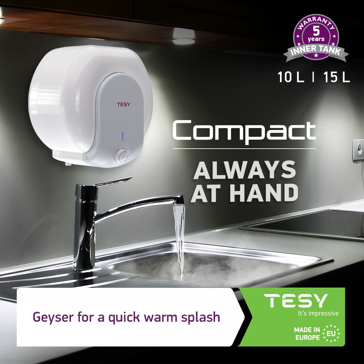Picture of Tesy Compact 15Liter Above Sink Electric Water Heater