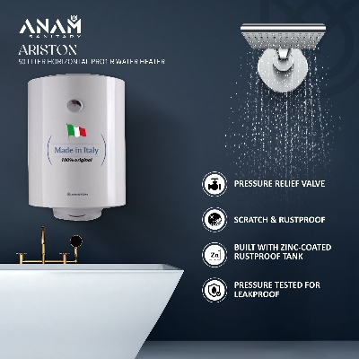 Picture of Ariston 50liter Horizontal PRO1 R Water Heater (Geyser) Made in Italy