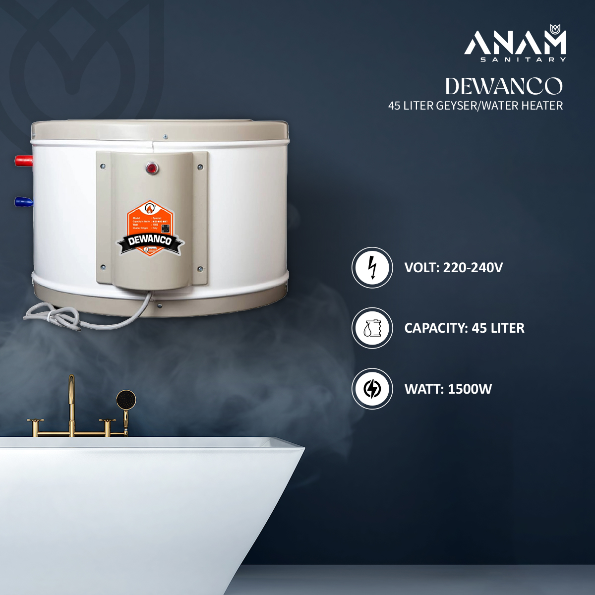 Picture of DEWANCO 45 Liter Geyser/Water Heater