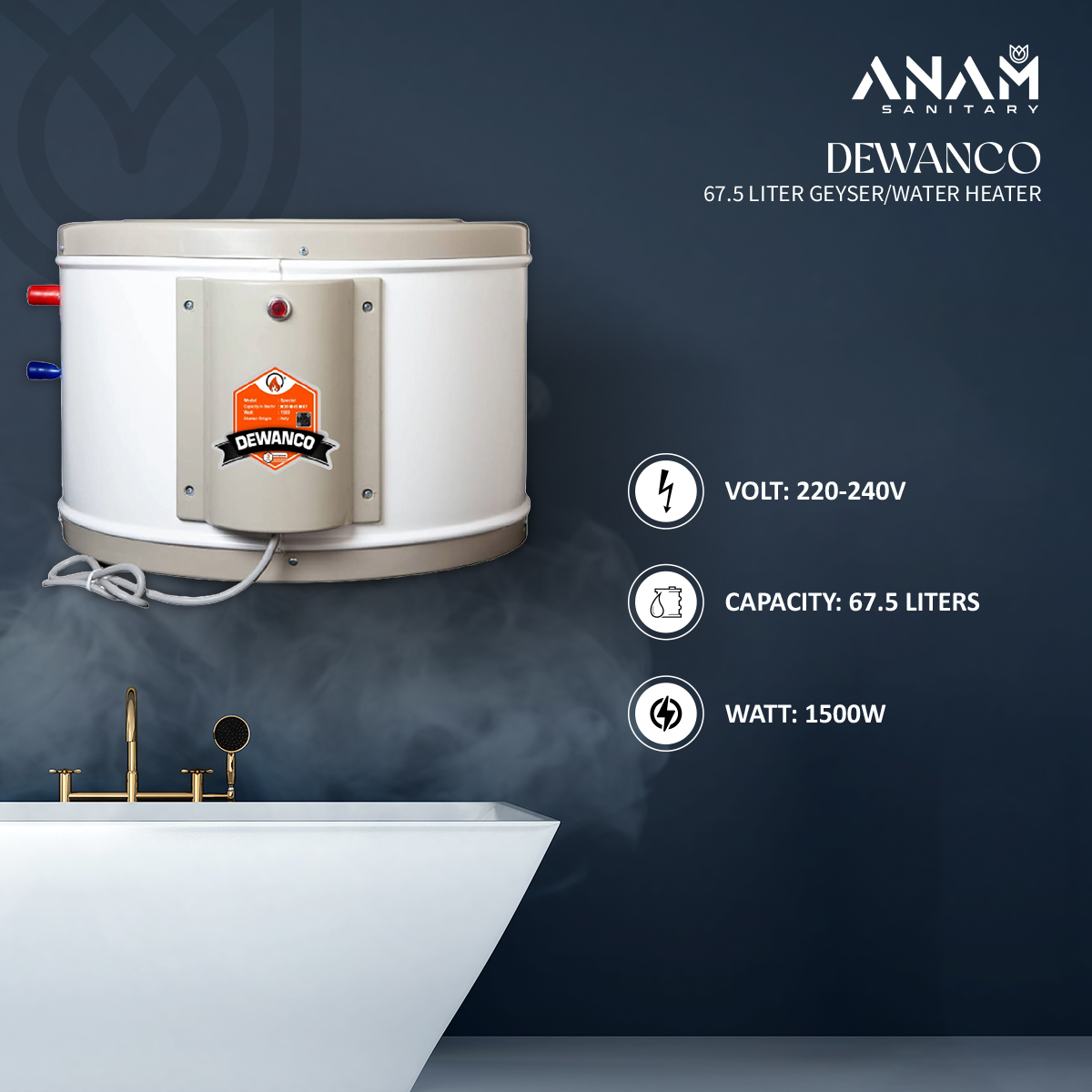 Picture of DEWANCO 67.5 Liter Geyser/Water Heater