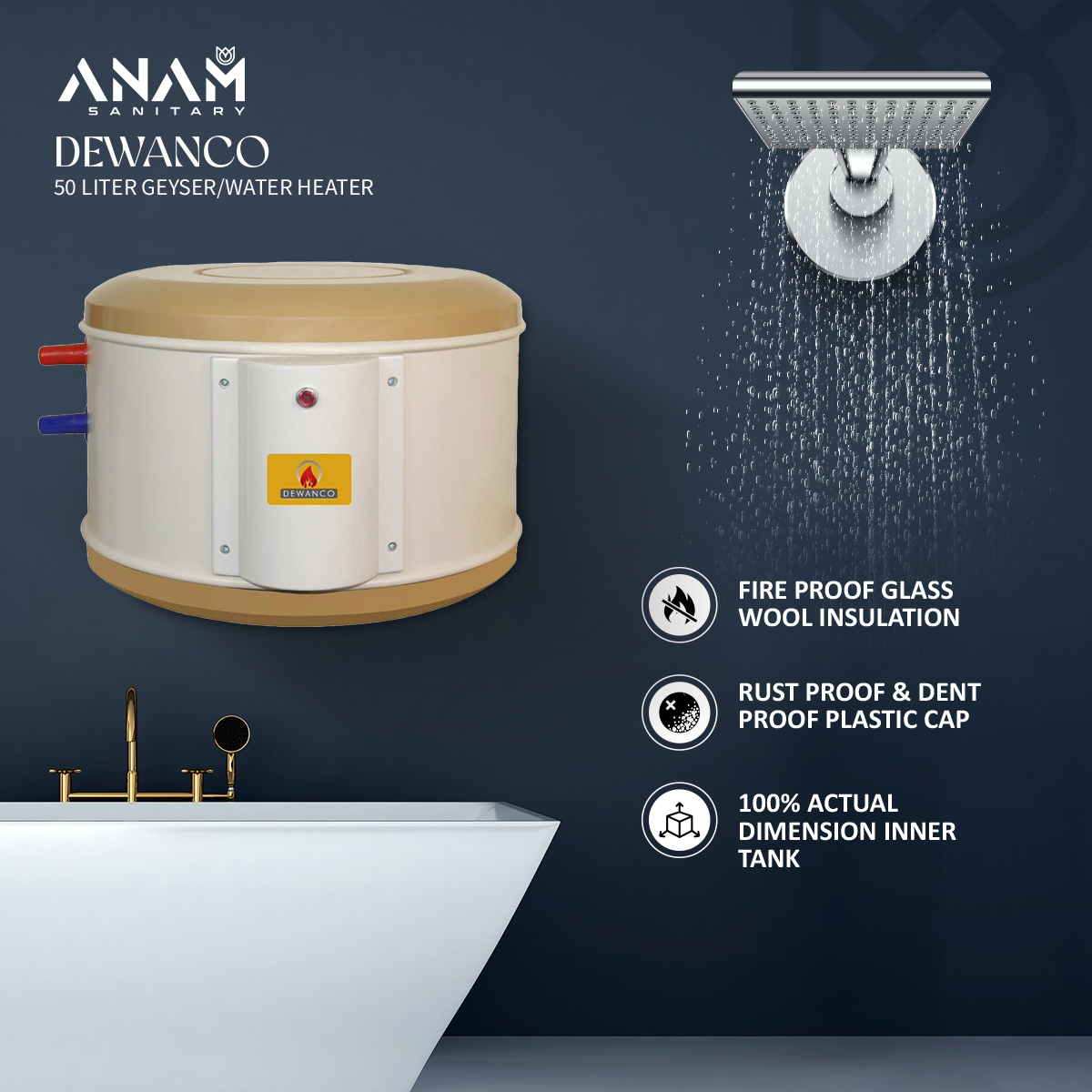 Picture of DEWANCO 50 Liter ABS Special Defender Geyser/Water Heater