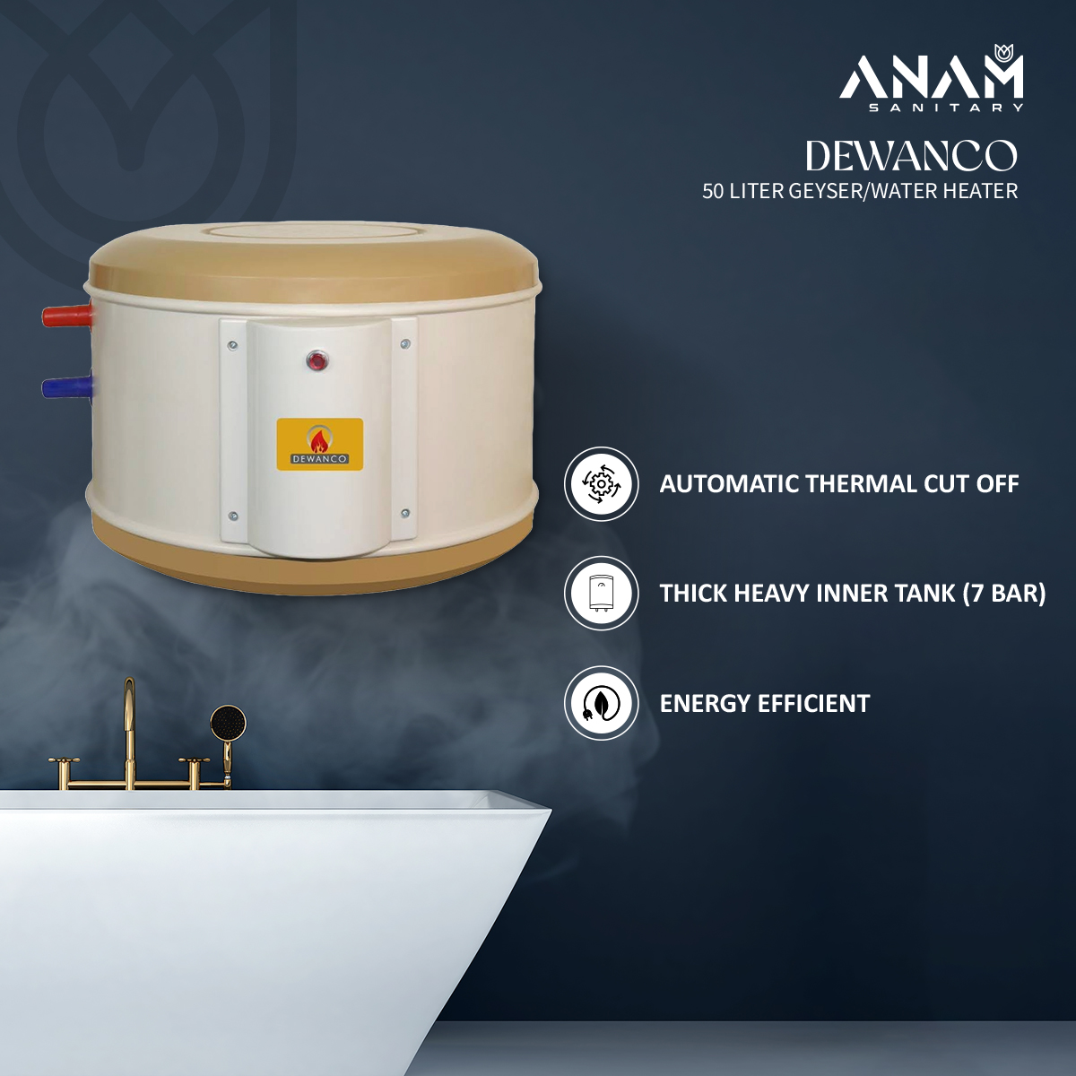 Picture of DEWANCO 50 Liter ABS Special Defender Geyser/Water Heater