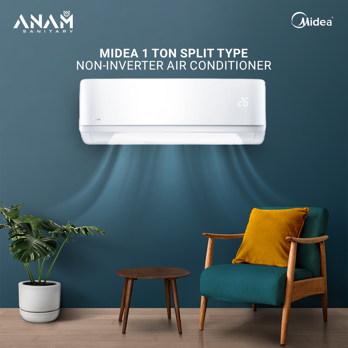 Picture of Midea 1 Ton Split Type Non-Inverter Air Conditioner (AC Model- MSA12CRN)