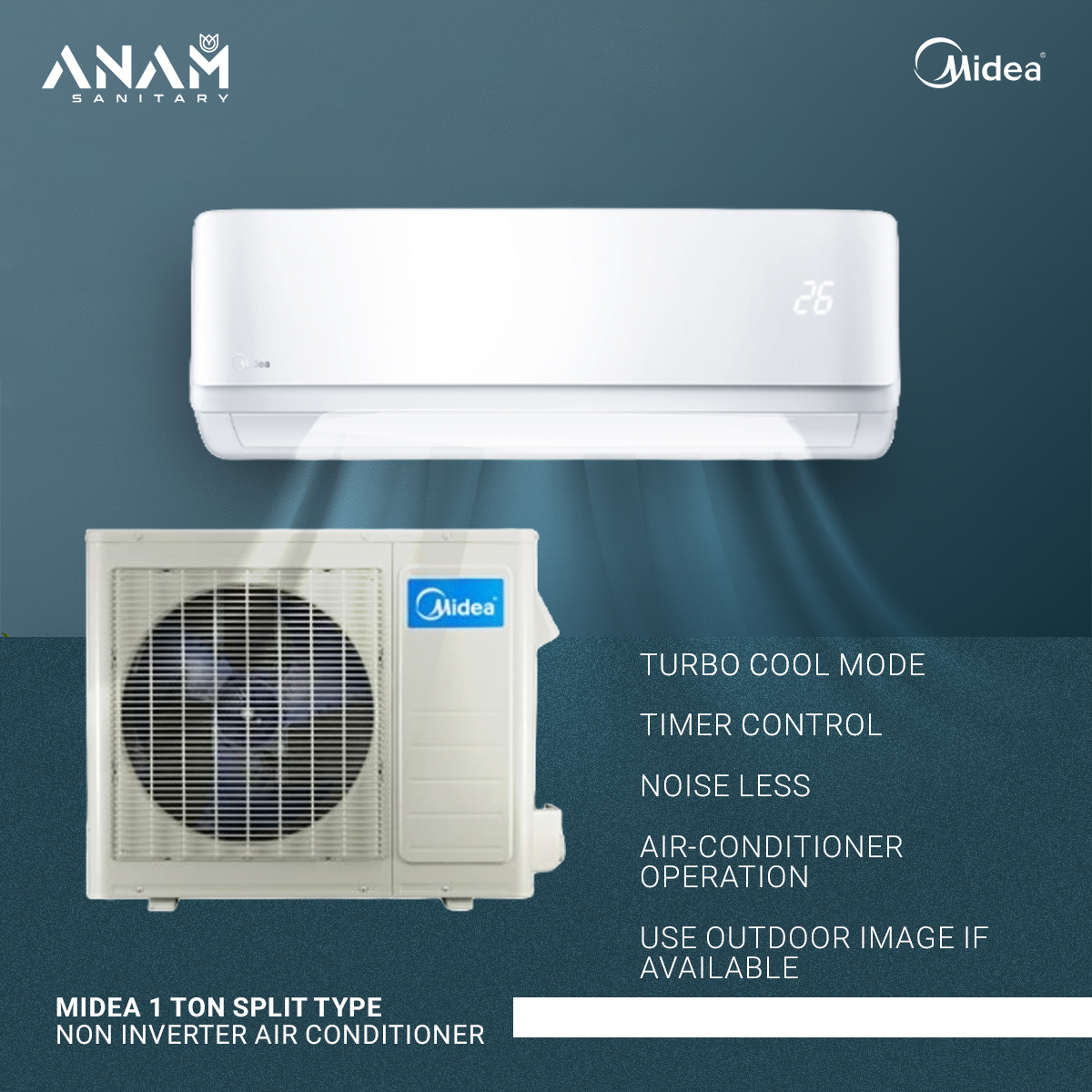 Picture of Midea 1 Ton Split Type Non-Inverter Air Conditioner (AC Model- MSA12CRN)