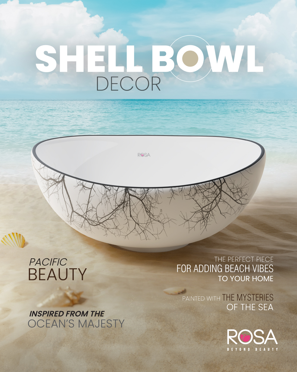 Picture of Rosa Shell Bowl Decor Table Top Ceramic Basin