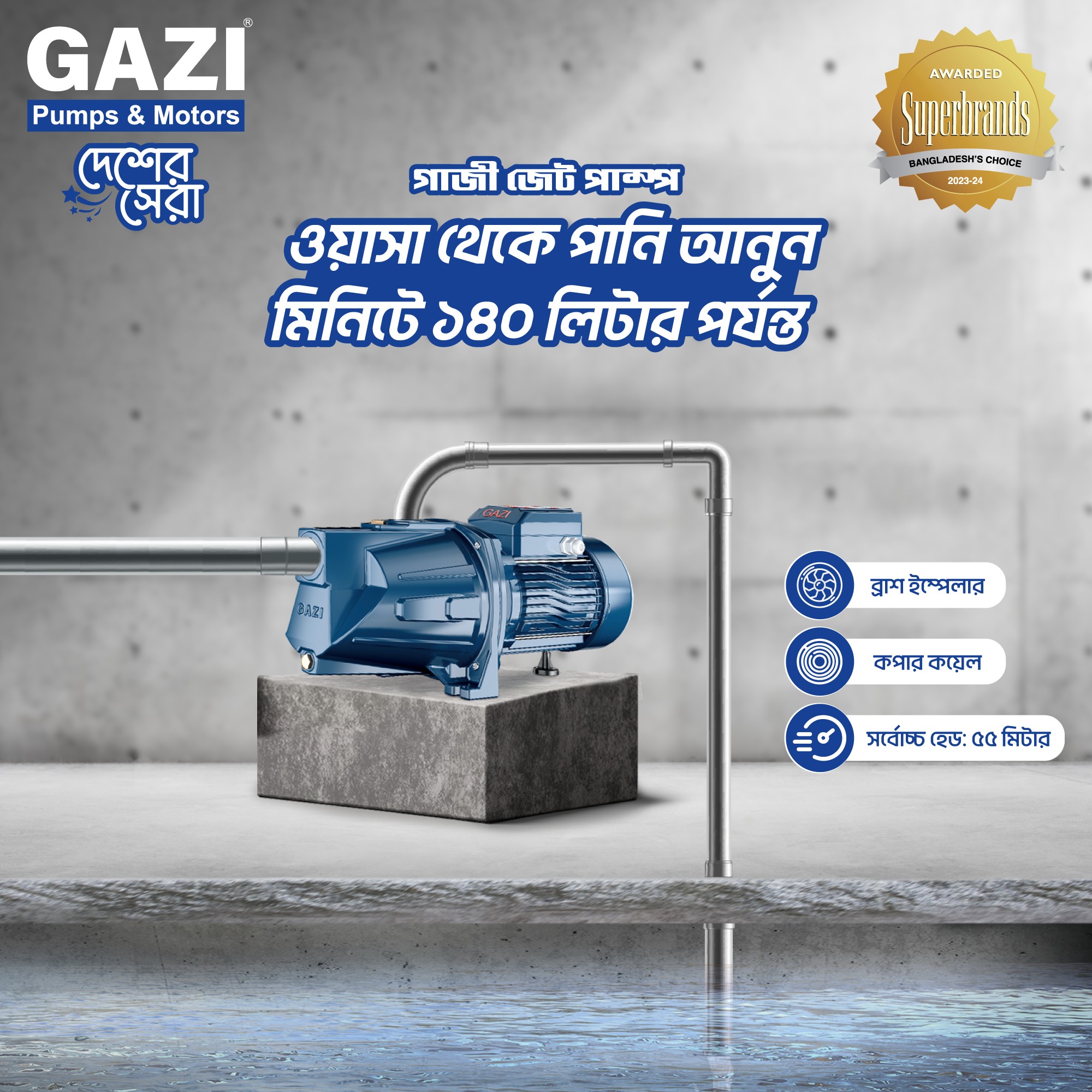 Picture of Gazi TJSW1CX 0.50HP Self Priming Jet Pump