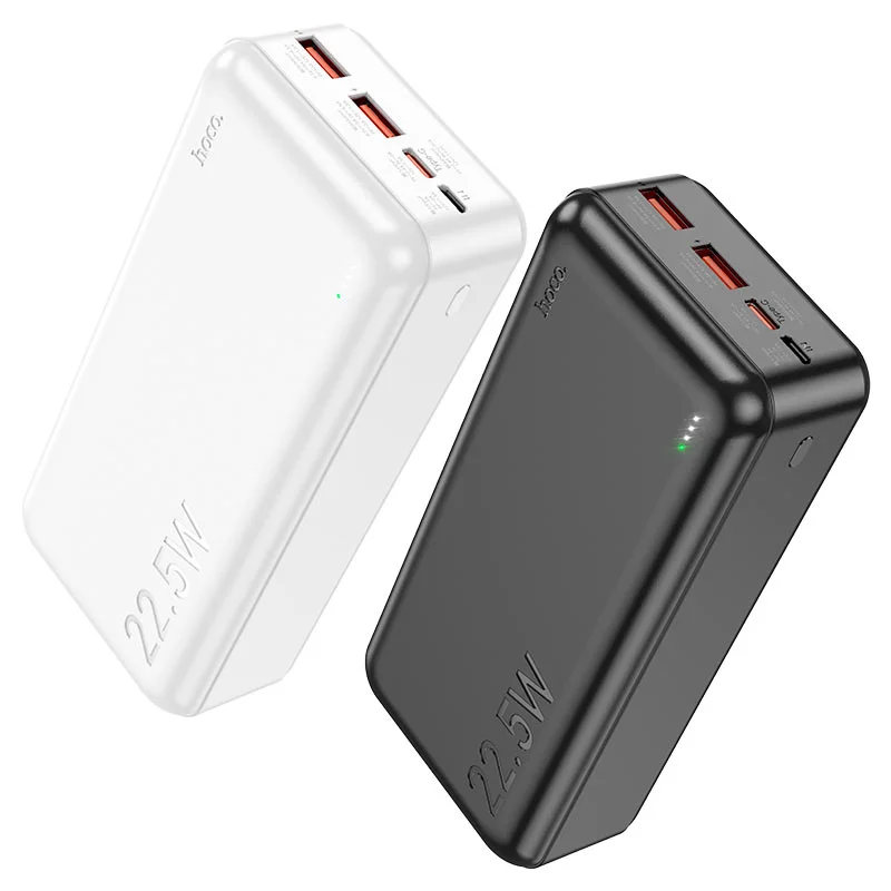 Picture of Hoco J101B Astute 22.5W Fully Compatible Power Bank (30000mAh), LED indicator of power level. Green indicator of PD / QC fast charging