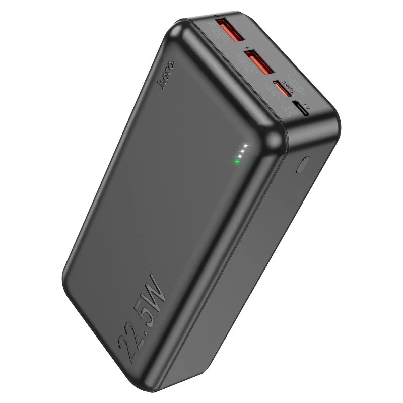 Picture of Hoco J101B Astute 22.5W Fully Compatible Power Bank (30000mAh), LED indicator of power level. Green indicator of PD / QC fast charging