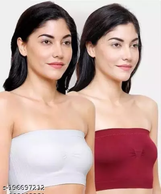 Picture of Sexy woman & Girls non padded Tube bra (pack of 2) Pack of 2 non padded Fancy Ladies Non padded woman & Girls non padded Bandeau bra Woman Cotton STRAPLASS Bra tube Bra