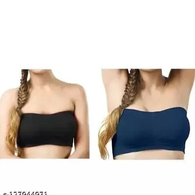 Picture of Sexy woman & Girls non padded Tube bra (pack of 2) Pack of 2 non padded Fancy Ladies Non padded woman & Girls non padded Bandeau bra Woman Cotton STRAPLASS Bra tube Bra