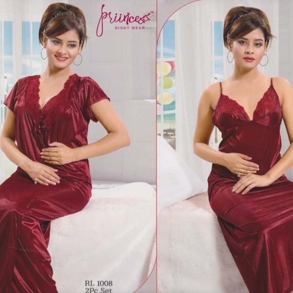 Picture of Two Part Nighty Dress Maroon and Red , Purple Very Comfortable