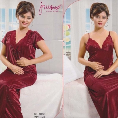 Picture of Two Part Nighty Dress Maroon and Red , Purple Very Comfortable